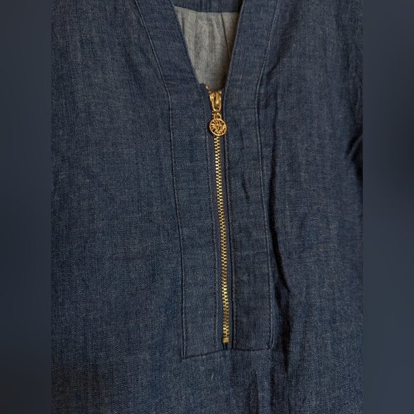 Anne Klein 10 Large Blue Denim Dress Blue Jean Knee Length - Picture 9 of 10